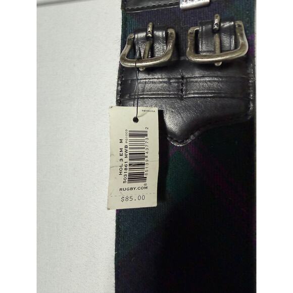 New Rugdy Polo Ralph Lauren green purple wide plaid Belt sz M main image 6